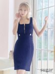 XS-Lサイズあり☆【DEA. by ROBE de FLEURS/ディアバイローブドフルール】ジップ/ ZIP/ ワッフル/ ノースリーブ/ タイト/ ミディアム丈/ キャバドレス[OF2]　ネイビー