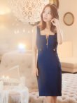 画像13: 門りょうちゃん着用　XS-Lサイズあり【DEA. by ROBE de FLEURS/ディアバイローブドフルール】ジップ/ ZIP/ ワッフル/ ノースリーブ/ タイト/ ミディアム丈/ キャバドレス[OF2] (13)