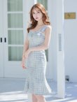 画像4: Lサイズあり【DEA.by ROBE de FLEURS/ディアバイローブドフルール】ラメ入りスプリングニット/ ツイード/ マーメイド/ フリル/ ミディアム丈/ ワンピース/ キャバドレス[OF2] (4)