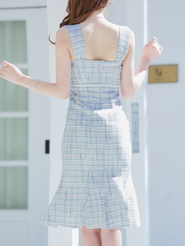 画像9: Lサイズあり【DEA./ディア】ラメ入りスプリングニット/ ツイード/ マーメイド/ フリル/ ミディアム丈/ ワンピース/ キャバドレス【OF08】 (9)