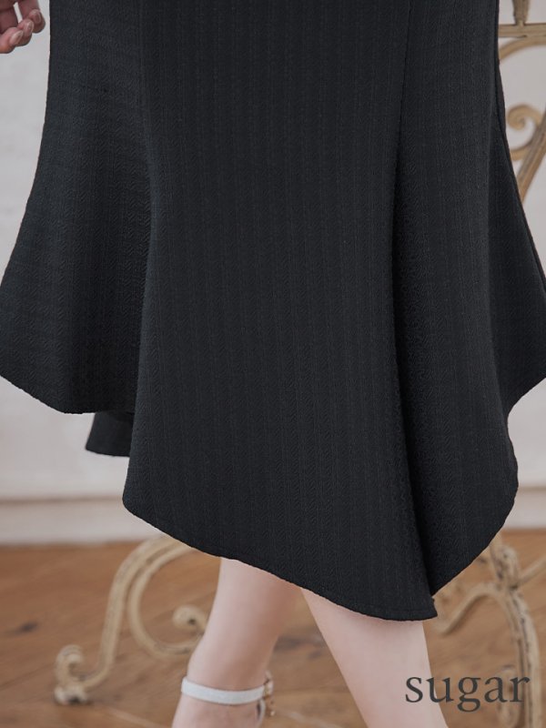 画像11: XS-Lサイズあり【DEA./ディア】スプリングツイード/ マーメイド/ アシンメトリー裾/ ジップ/ タイト/ ミディアム丈/ ワンピース/ キャバドレス【OF08】 (11)