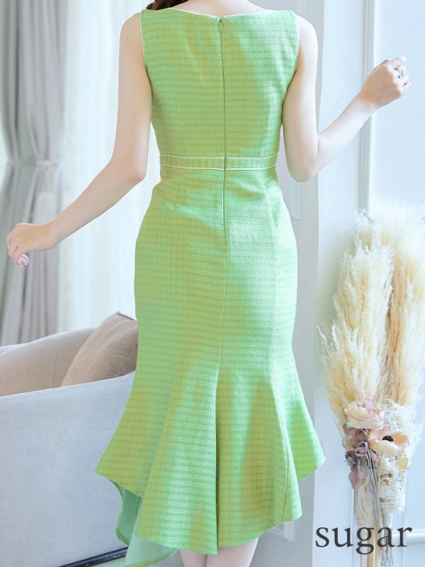 画像15: XS-Lサイズあり【DEA./ディア】スプリングツイード/ マーメイド/ アシンメトリー裾/ ジップ/ タイト/ ミディアム丈/ ワンピース/ キャバドレス【OF08】 (15)