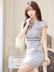 画像5: XS-Lサイズあり【DEA. by ROBE de FLEURS/ディアバイローブドフルール】ジッパー/ 襟付き/ 半袖/ 袖あり/ スプリングツイード/ タイト/ ミニドレス/ キャバドレス[OF2] (5)