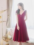 画像18: Lサイズあり【DEA.by ROBE de FLEURS/ディアバイローブドフルール】ショルダーリボン/ チュール/ フレア/ Aライン/ ストレッチ/ ミディアム丈/ ワンピース/ キャバドレス[OF2] (18)
