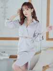 画像10: Lサイズあり【DEA. by ROBE de FLEURS/ディアバイローブドフルール】サテン/ ロングスリーブ/ 七分袖/ 長袖/ 袖あり/ ベルト付き/ 膝丈/ タイト/ ミディアムドレス/ キャバドレス[OF2] (10)