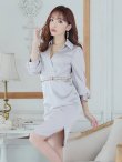 画像12: Lサイズあり【DEA. by ROBE de FLEURS/ディアバイローブドフルール】サテン/ ロングスリーブ/ 七分袖/ 長袖/ 袖あり/ ベルト付き/ 膝丈/ タイト/ ミディアムドレス/ キャバドレス[OF2] (12)