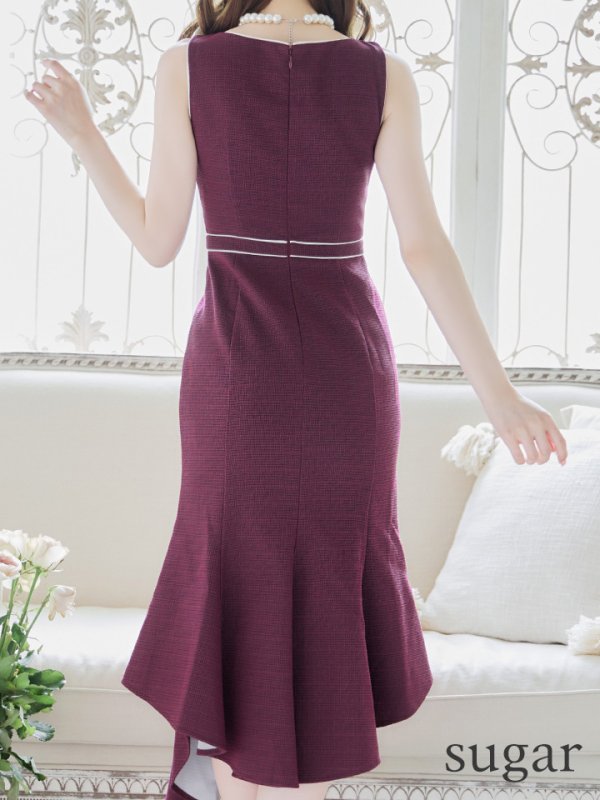 画像9: Lサイズあり【DEA./ディア】アシンメトリー裾/ フロントジッパー/ ノースリーブ/ ミディアム丈/ ミモレ丈/ ミディアムドレス/ キャバドレス【OF08】 (9)