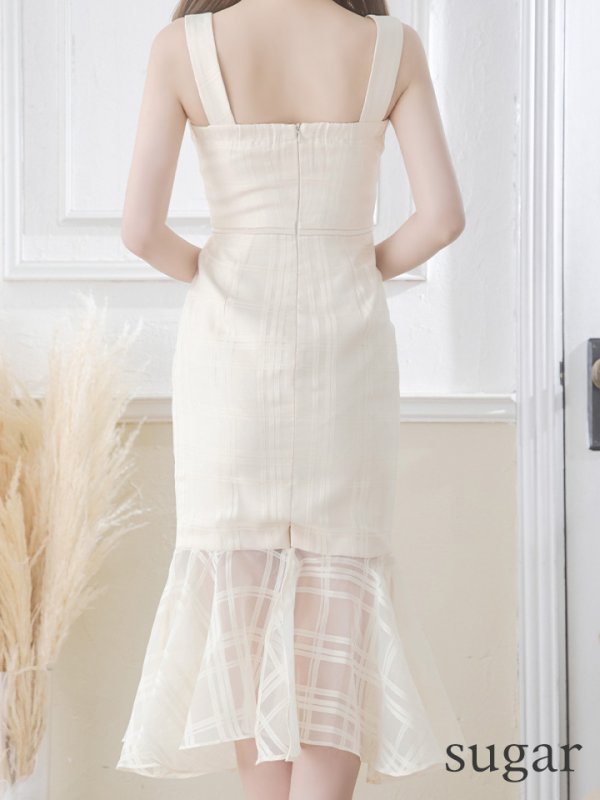 画像17: Lサイズあり【DEA./ディア】マーメイド/ サテン/ ノースリーブ/ チェック柄/ ワンピース/ ミモレ丈/ マキシ丈/ ミディアムドレス/ キャバドレス【OF08】 (17)