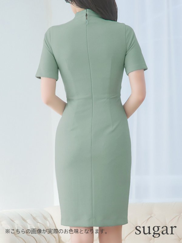 画像14: Lサイズあり【DEA./ディア】ベルト/ ジッパー/ 袖付き/ 半袖/ シンプル/ レディ/ ワンピース/ ミモレ丈/ マキシ丈/ ミディアムドレス/ キャバドレス【OF08】 (14)