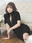 画像2: Lサイズあり【DEA. by ROBE de FLEURS/ディアバイローブドフルール】ベルト/ ジッパー/ 袖付き/ 半袖/ シンプル/ レディ/ ワンピース/ ミモレ丈/ マキシ丈/ ミディアムドレス/ キャバドレス[OF2] (2)