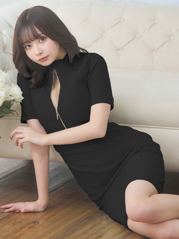 画像21: Lサイズあり【DEA./ディア】ベルト/ ジッパー/ 袖付き/ 半袖/ シンプル/ レディ/ ワンピース/ ミモレ丈/ マキシ丈/ ミディアムドレス/ キャバドレス【OF08】 (21)