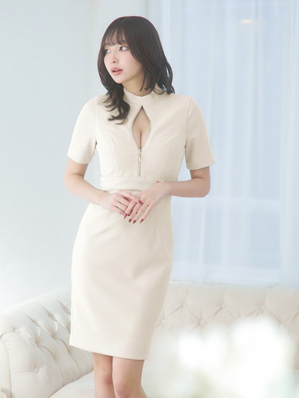 画像26: Lサイズあり【DEA./ディア】ベルト/ ジッパー/ 袖付き/ 半袖/ シンプル/ レディ/ ワンピース/ ミモレ丈/ マキシ丈/ ミディアムドレス/ キャバドレス【OF08】 (26)