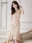 画像10: Lサイズあり【DEA. by ROBE de FLEURS/ディアバイローブドフルール】ケミカルレース/ フリル/ マーメイド/ ミディドレス/ キャバドレス[OF2] (10)