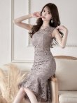 画像6: Lサイズあり【DEA. by ROBE de FLEURS/ディアバイローブドフルール】ケミカルレース/ フリル/ マーメイド/ ミディドレス/ キャバドレス[OF2] (6)