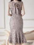 画像9: Lサイズあり【DEA. by ROBE de FLEURS/ディアバイローブドフルール】ケミカルレース/ フリル/ マーメイド/ ミディドレス/ キャバドレス[OF2] (9)