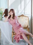 画像19: Lサイズあり【DEA. by ROBE de FLEURS/ディアバイローブドフルール】ショルダーリボン/ マーメイド/ ノースリーブ/ ワンカラー/ ミモレ丈/ ミディアムドレス/ キャバドレス[OF2] (19)