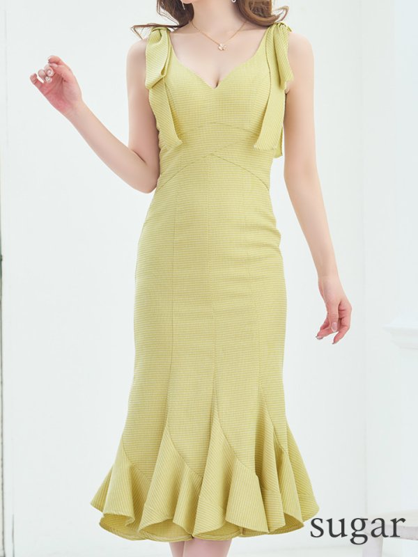 画像30: Lサイズあり【DEA./ディア】ショルダーリボン/ マーメイド/ ノースリーブ/ ワンカラー/ ミモレ丈/ ミディアムドレス/ キャバドレス【OF08】 (30)