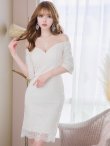 画像5: Lサイズあり【DEA. by ROBE de FLEURS/ディアバイローブドフルール】リブニット/ レース/ 半袖/ 五分袖/ 袖あり/ 膝丈/ タイト/ セットアップ/ ミディアムドレス/ キャバドレス[OF2] (5)