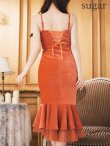 画像17: Lサイズあり【DEA.by ROBE de FLEURS/ディアバイローブドフルール】マーメイド/ スエード/ フロントボタン/ キャミソール/ ワンカラー/ フリルテール/ ミディアムドレス/ キャバドレス[OF2] (17)