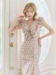 画像5: Lサイズあり【DEA. by ROBE de FLEURS/ディアバイローブドフルール】フリル/ リボン/ ドット/ マーメイド/ ミモレ丈/ ミディアムドレス/ キャバドレス[OF2] (5)