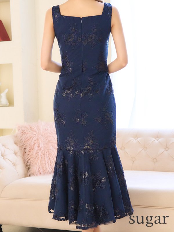 画像34: Lサイズあり【DEA./ディア】マーメイド/ フローラル/ バストジップ/ フリル/ テールカット/ ミディアムドレス/ キャバドレス【OF08】 (34)