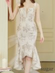 画像21: Lサイズあり【DEA.by ROBE de FLEURS/ディアバイローブドフルール】マーメイド/ フローラル/ バストジップ/ フリル/ テールカット/ ミディアムドレス/ キャバドレス[OF2] (21)