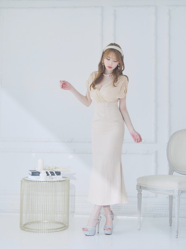 画像20: Lサイズあり【DEA./ディア】オーガンジー/ クラシカル/ ワンカラー/ ミモレ丈/ マーメイド/ ワンピース/ ロングドレス/ キャバドレス long[OF08] (20)