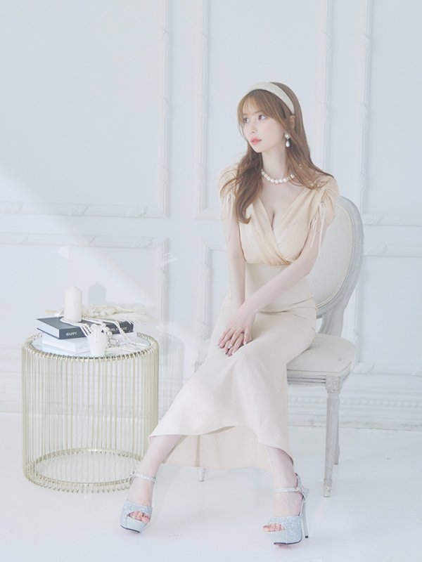 画像11: Lサイズあり【DEA./ディア】オーガンジー/ クラシカル/ ワンカラー/ ミモレ丈/ マーメイド/ ワンピース/ ロングドレス/ キャバドレス long[OF08] (11)