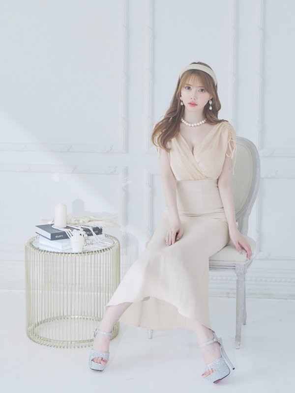 画像12: Lサイズあり【DEA./ディア】オーガンジー/ クラシカル/ ワンカラー/ ミモレ丈/ マーメイド/ ワンピース/ ロングドレス/ キャバドレス long[OF08] (12)