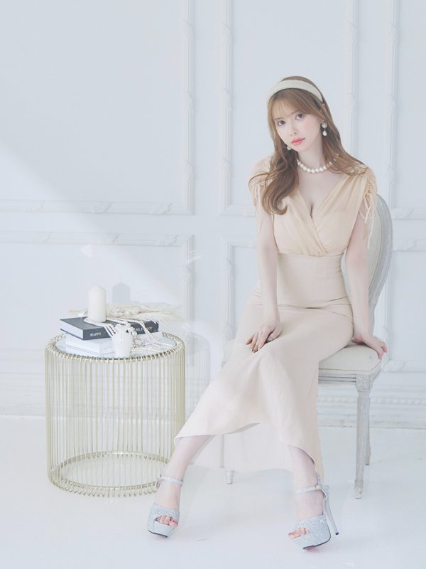 画像15: Lサイズあり【DEA./ディア】オーガンジー/ クラシカル/ ワンカラー/ ミモレ丈/ マーメイド/ ワンピース/ ロングドレス/ キャバドレス long[OF08] (15)