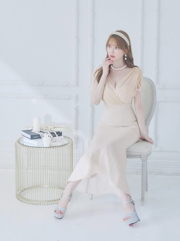 画像16: Lサイズあり【DEA./ディア】オーガンジー/ クラシカル/ ワンカラー/ ミモレ丈/ マーメイド/ ワンピース/ ロングドレス/ キャバドレス long[OF08] (16)