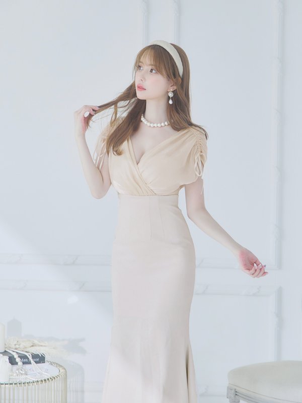 画像17: Lサイズあり【DEA./ディア】オーガンジー/ クラシカル/ ワンカラー/ ミモレ丈/ マーメイド/ ワンピース/ ロングドレス/ キャバドレス long[OF08] (17)