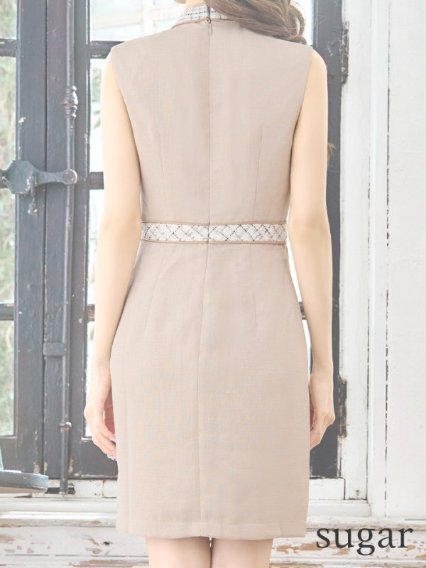 画像9: Lサイズあり【DEA./ディア】ツイード/ チェック/ ジップ/ 谷間魅せ/ タイト/ ミニドレス/ キャバドレス【OF08】 (9)