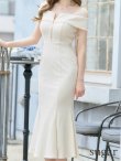 画像8: Lサイズあり【DEA. by ROBE de FLEURS/ディアバイローブドフルール】オフショルダー/ チュール/ フロントジップ/ マーメイド/ ミモレ丈/ マキシ丈/ ミディアムドレス/ キャバドレス[OF2] (8)