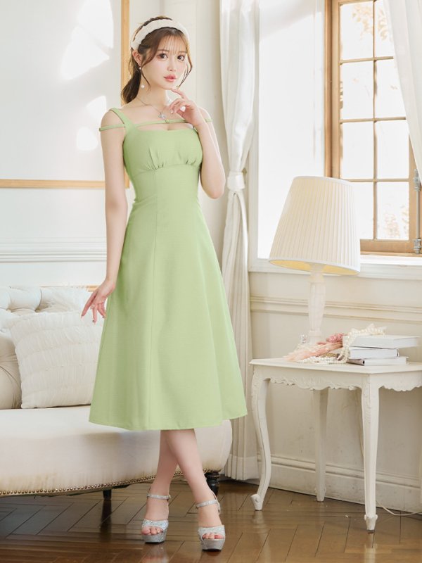 画像15: Lサイズあり【DEA./ディア】サマーツイード/ ノースリーブ/ シンプル/ ワンカラー/ ミモレ丈/ Aライン/ ミディアムドレス/ キャバドレス【OF08】 (15)