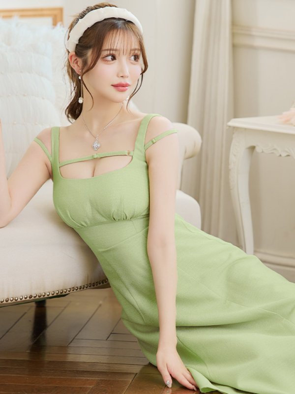 画像19: Lサイズあり【DEA./ディア】サマーツイード/ ノースリーブ/ シンプル/ ワンカラー/ ミモレ丈/ Aライン/ ミディアムドレス/ キャバドレス【OF08】 (19)