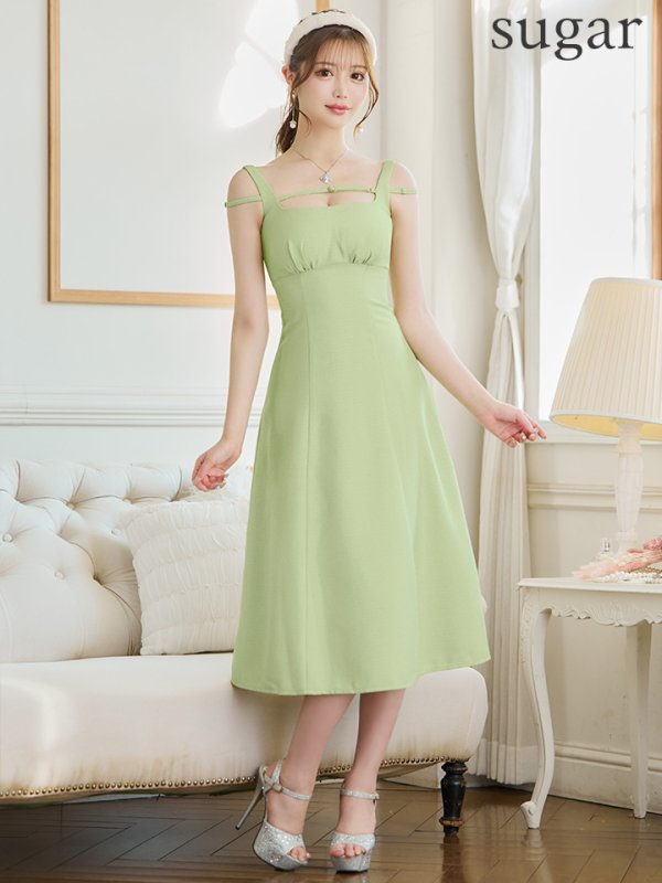 画像20: Lサイズあり【DEA./ディア】サマーツイード/ ノースリーブ/ シンプル/ ワンカラー/ ミモレ丈/ Aライン/ ミディアムドレス/ キャバドレス【OF08】 (20)