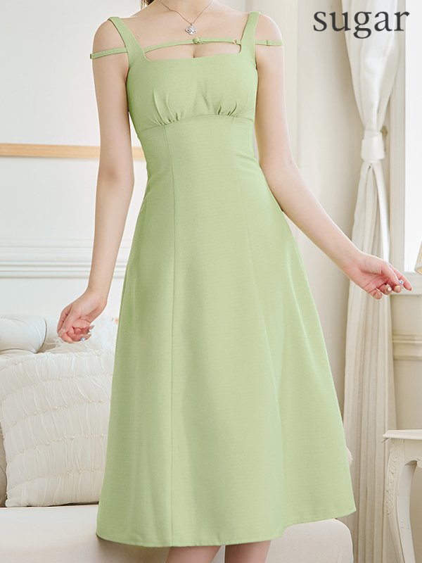 画像21: Lサイズあり【DEA./ディア】サマーツイード/ ノースリーブ/ シンプル/ ワンカラー/ ミモレ丈/ Aライン/ ミディアムドレス/ キャバドレス【OF08】 (21)