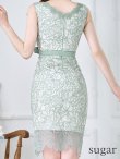 画像18: Lサイズあり【DEA. by ROBE de FLEURS/ディアバイローブドフルール】フラワーモチーフ/ リボンベルト/ 総レース/ ノースリーブ/ 膝丈/ タイト/ ミディアムドレス/ キャバドレス[OF2] (18)