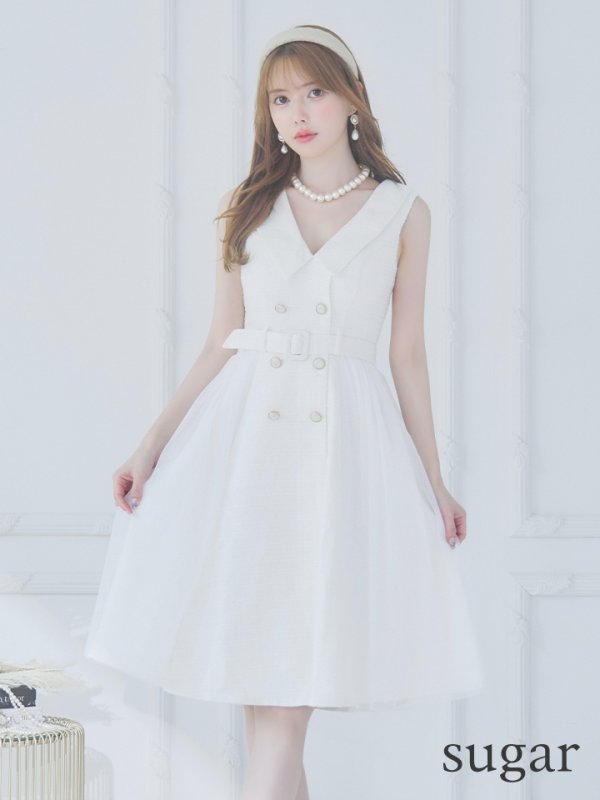 画像1: Lサイズあり【DEA. by ROBE de FLEURS/ディアバイローブドフルール】トレンチ/ ツイード/ ノースリーブ/ 膝丈/ Aライン/ フレア/ ワンピース/ ミディアムドレス/ キャバドレス[OF2] (1)