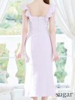 画像17: Lサイズあり【DEA. by ROBE de FLEURS/ディアバイローブドフルール】肩フリル/ ダブルボタン/ スリット/ ミモレ丈/ ミディアムドレス/ キャバドレス[OF2] (17)