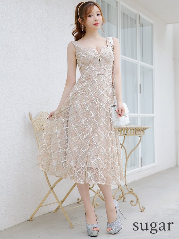 画像10: Lサイズあり【DEA./ディア】バストシッパー/ ノースリーブ/ 刺繍レース/ フレア/ ワンピース/ ロングドレス/ キャバドレス long【OF08】 (10)