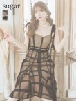 画像4: Lサイズあり【DEA. by ROBE de FLEURS/ディアバイローブドフルール】チュールチェック/ リボンショルダー/ ノースリーブ/ Aライン/ フレア/ ミモレ丈/ ワンピース/ ミディアムドレス/ キャバドレス[OF2] (4)