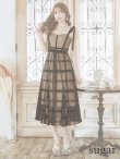 画像10: Lサイズあり【DEA. by ROBE de FLEURS/ディアバイローブドフルール】チュールチェック/ リボンショルダー/ ノースリーブ/ Aライン/ フレア/ ミモレ丈/ ワンピース/ ミディアムドレス/ キャバドレス[OF2] (10)