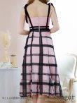 画像24: Lサイズあり【DEA. by ROBE de FLEURS/ディアバイローブドフルール】チュールチェック/ リボンショルダー/ ノースリーブ/ Aライン/ フレア/ ミモレ丈/ ワンピース/ ミディアムドレス/ キャバドレス[OF2] (24)
