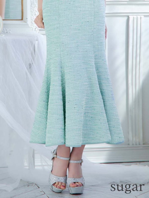 画像22: Lサイズあり【DEA./ディア】肩紐リボン/ ニットツイード/ マーメイド/ ミディアムドレス/ キャバドレス【OF08】 (22)