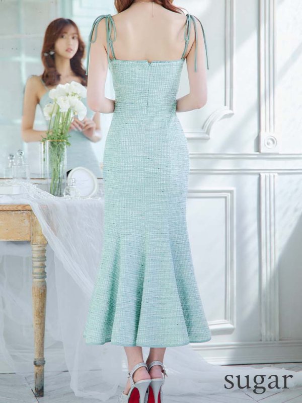 画像20: Lサイズあり【DEA./ディア】肩紐リボン/ ニットツイード/ マーメイド/ ミディアムドレス/ キャバドレス【OF08】 (20)