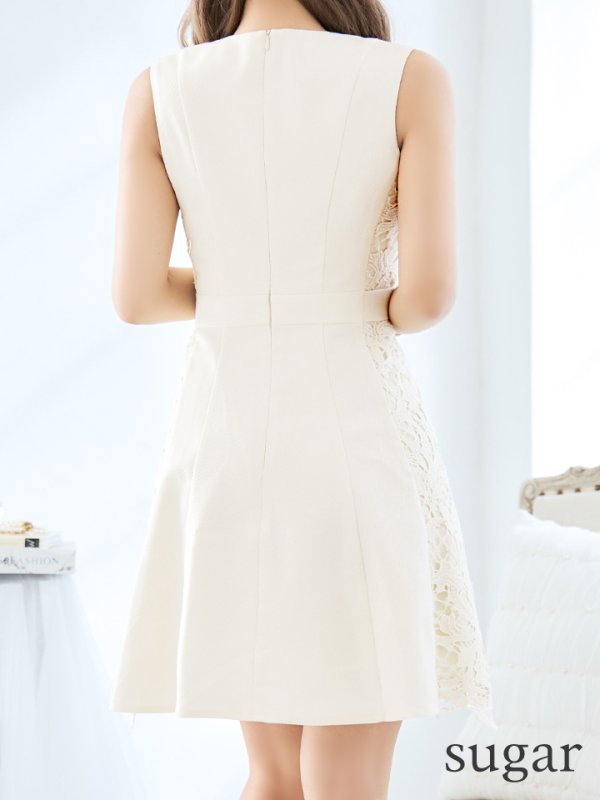 画像9: Lサイズあり【DEA./ディア】サイドレース/ ノースリーブ/ フロントジップ/ フレア/ ミニドレス/ キャバドレス【OF08】 (9)