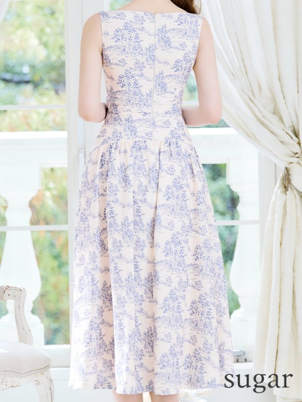 画像9: Lサイズあり【DEA./ディア】ジャガード/ バストジッパー/ フレア/ ロング/ ミディアムドレス/ キャバドレス[OF08] (9)