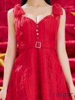 画像10: XS-Lサイズあり【DEA. by ROBE de FLEURS/ディアバイローブドフルール】肩リボン/ チェック柄/ オーガンジー/ フレア/ ロング/ キャミ/ ミディアムドレス/ キャバドレス[OF2] (10)